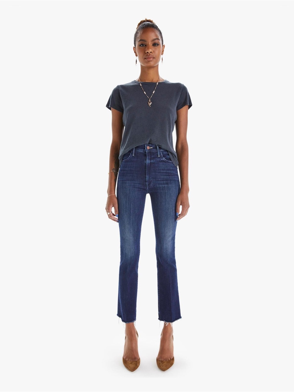 Mother The Hustler Ankle Fray High Rise Kick Flare Jeans 26